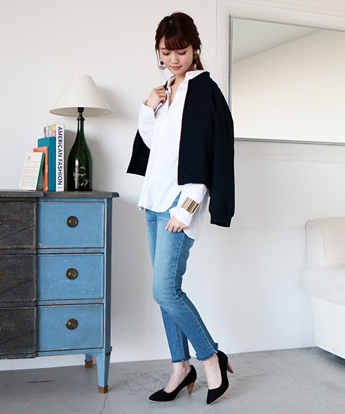 N.（N. Natural Beauty Basic）（エヌエヌナチュラルビューティーベーシック）の「【with　4月号掲載】ポリオリツイルウォッシャブルセットアップMA-1（MA-1・レディース・グレー/ピンク/ネイビー・MEDIUM）」の8枚目の写真