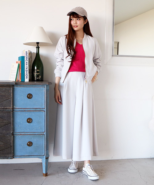 N.（N. Natural Beauty Basic）（エヌエヌナチュラルビューティーベーシック）の「【with　4月号掲載】ポリオリツイルウォッシャブルセットアップMA-1（MA-1・レディース・グレー/ピンク/ネイビー・MEDIUM）」の16枚目の写真