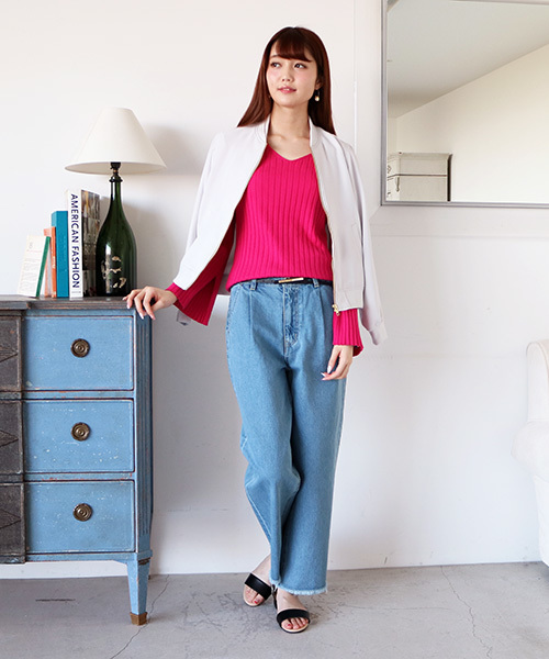 N.（N. Natural Beauty Basic）（エヌエヌナチュラルビューティーベーシック）の「【with　4月号掲載】ポリオリツイルウォッシャブルセットアップMA-1（MA-1・レディース・グレー/ピンク/ネイビー・MEDIUM）」の19枚目の写真