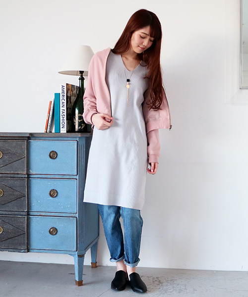 N.（N. Natural Beauty Basic）（エヌエヌナチュラルビューティーベーシック）の「【with　4月号掲載】ポリオリツイルウォッシャブルセットアップMA-1（MA-1・レディース・グレー/ピンク/ネイビー・MEDIUM）」の9枚目の写真