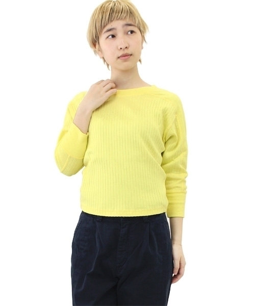 RNA（アールエヌエー）の「M0655 ワイドリブ七分袖プルオーバー（Tシャツ/カットソー・レディース・ブラック/イエロー/ホワイト・MEDIUM）」の9枚目の写真