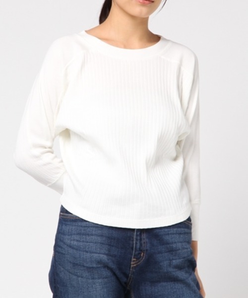 RNA（アールエヌエー）の「M0655 ワイドリブ七分袖プルオーバー（Tシャツ/カットソー・レディース・ブラック/イエロー/ホワイト・MEDIUM）」の2枚目の写真