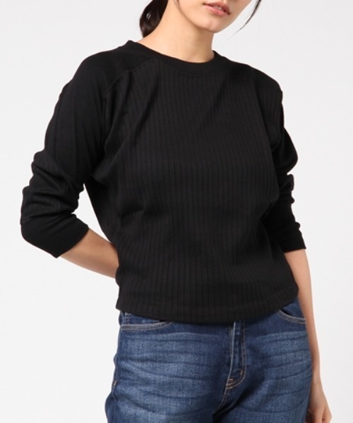 RNA（アールエヌエー）の「M0655 ワイドリブ七分袖プルオーバー（Tシャツ/カットソー・レディース・ブラック/イエロー/ホワイト・MEDIUM）」の3枚目の写真