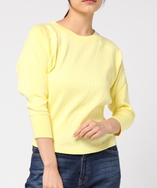 RNA（アールエヌエー）の「M0655 ワイドリブ七分袖プルオーバー（Tシャツ/カットソー・レディース・ブラック/イエロー/ホワイト・MEDIUM）」の22枚目の写真