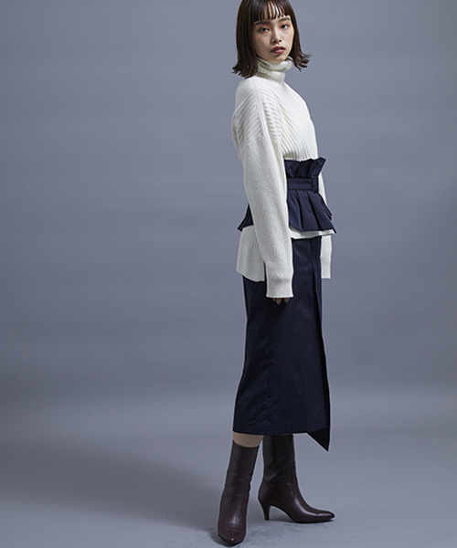 STUDIOUS（ステュディオス）の「アシメコルセット2WAYスカート（スカート・レディース・ブラック/ネイビー/マルチ・0/1）」の18枚目の写真