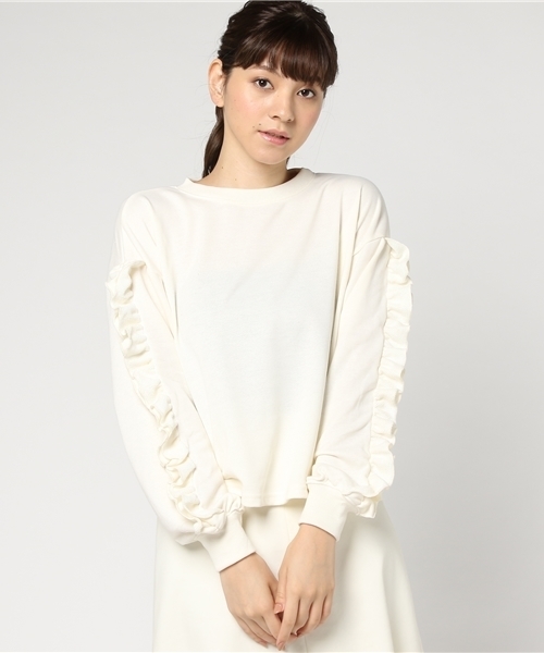 トレーナー スウェット フリルデザインスウェット レディース AVIE