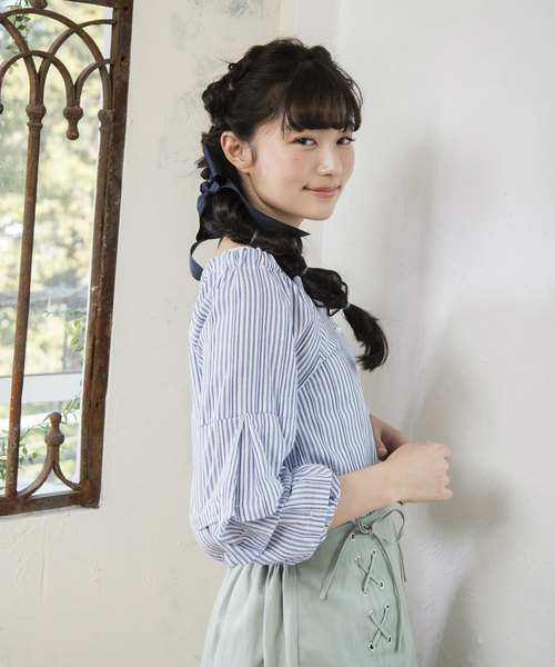 OLIVE des OLIVE（オリーブデオリーブ）の「袖ボリューム ブラウス（シャツ/ブラウス・レディース・ブラック/ネイビー/ブルー・FREE）」の15枚目の写真