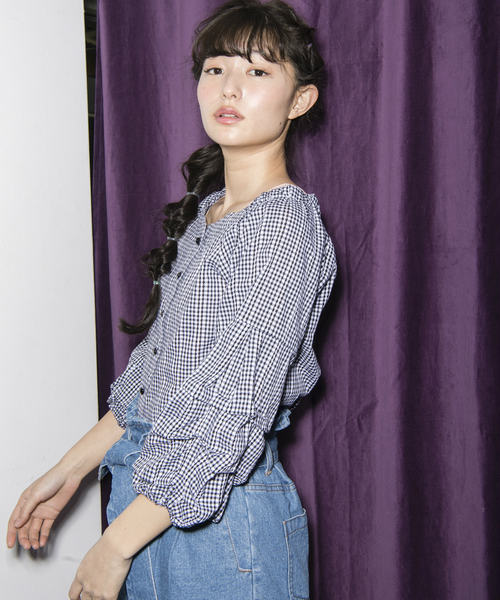 OLIVE des OLIVE（オリーブデオリーブ）の「袖ボリューム ブラウス（シャツ/ブラウス・レディース・ブラック/ネイビー/ブルー・FREE）」の18枚目の写真