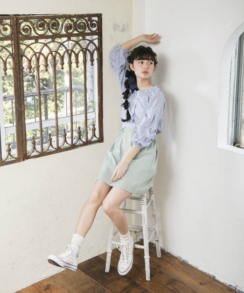 OLIVE des OLIVE（オリーブデオリーブ）の「袖ボリューム ブラウス（シャツ/ブラウス・レディース・ブラック/ネイビー/ブルー・FREE）」の14枚目の写真