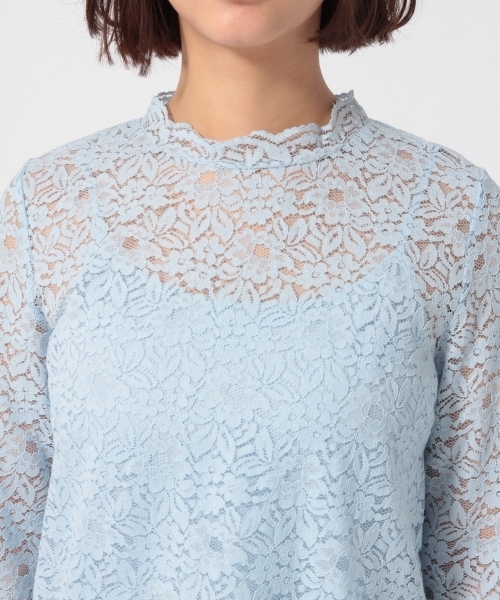 LOWRYS FARM（ローリーズファーム）の「★キャミソール付き★レーススカラップ　784095 （シャツ/ブラウス・レディース・ブラック/オフホワイト/ブルー・LARGE/MEDIUM）」の8枚目の写真