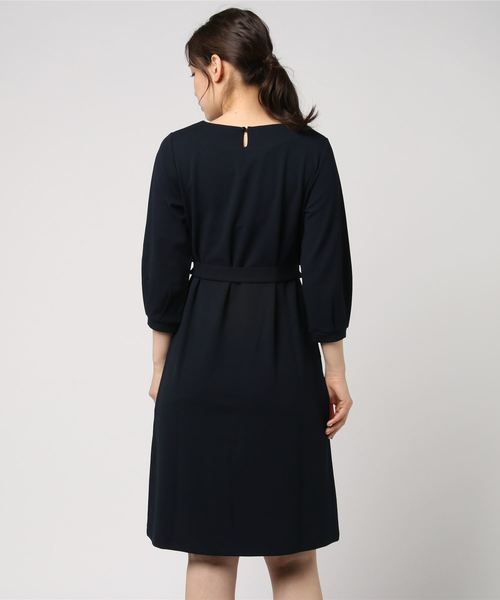 GLACIER（グラシア）の「【水玉/ドット/ストライプ/無地】レトロ可愛いミディ丈ベルト付ワンピース（ワンピース・レディース・ブラック系その他/ブラック/ブルー系その他/ネイビー・L/M/S）」の6枚目の写真