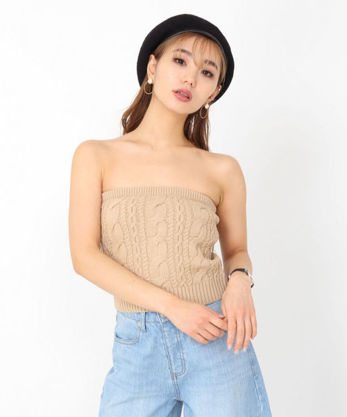 ENVYM(アンビー)の「ケーブルKNITベアTOP (その他トップス・レディース・ホワイト/ベージュ/オレンジ/イエロー・FREE)」の2枚目の写真