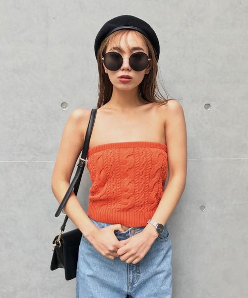 ENVYM(アンビー)の「ケーブルKNITベアTOP (その他トップス・レディース・ホワイト/ベージュ/オレンジ/イエロー・FREE)」の4枚目の写真