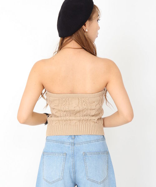 ENVYM(アンビー)の「ケーブルKNITベアTOP (その他トップス・レディース・ホワイト/ベージュ/オレンジ/イエロー・FREE)」の6枚目の写真