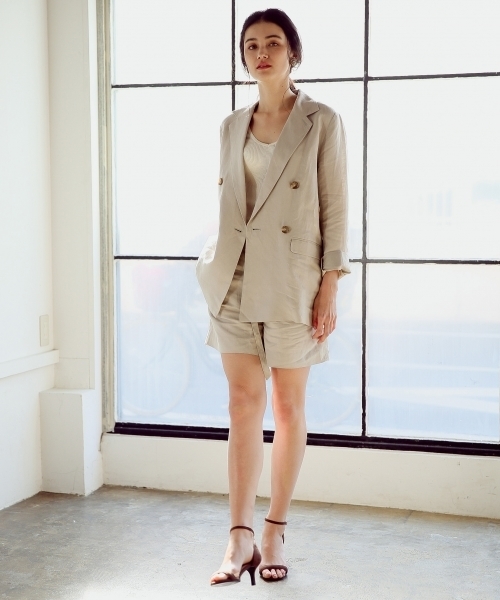 A part by（アパートバイ）の「LiRyダブルジャケット 786897（テーラードジャケット・レディース・ベージュ/ネイビー/ブラウン/ブラック/カーキ・LARGE/MEDIUM）」の8枚目の写真