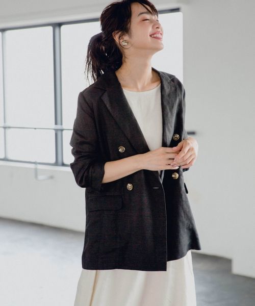 A part by（アパートバイ）の「LiRyダブルジャケット 786897（テーラードジャケット・レディース・ベージュ/ネイビー/ブラウン/ブラック/カーキ・LARGE/MEDIUM）」の22枚目の写真