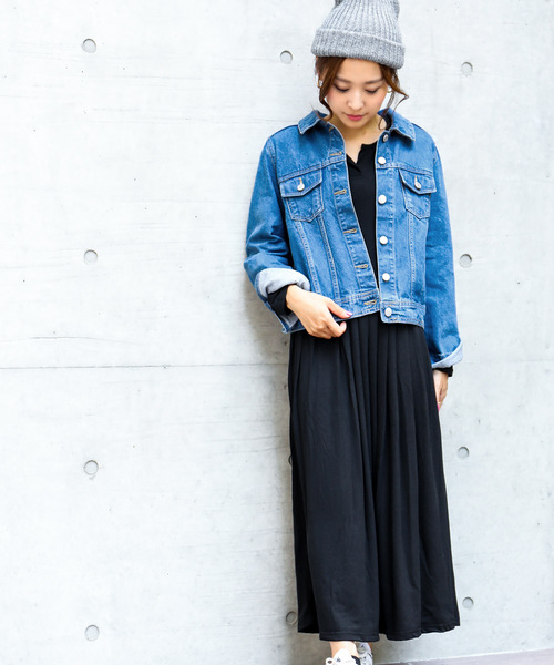 Fashion Letter（ファッションレター）の「スタンダードデニムジャケット（デニムジャケット・レディース・サックスブルー/インディゴブルー/ブルー・M/L）」の5枚目の写真