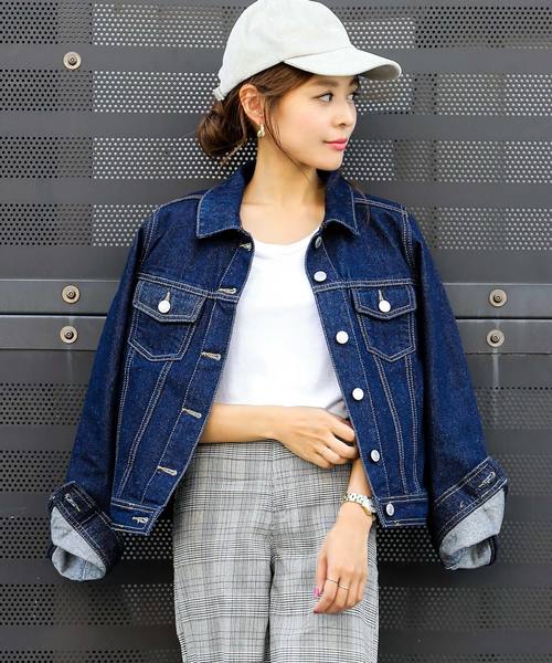 Fashion Letter（ファッションレター）の「スタンダードデニムジャケット（デニムジャケット・レディース・サックスブルー/インディゴブルー/ブルー・M/L）」の7枚目の写真