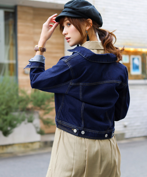 Fashion Letter（ファッションレター）の「スタンダードデニムジャケット（デニムジャケット・レディース・サックスブルー/インディゴブルー/ブルー・M/L）」の14枚目の写真