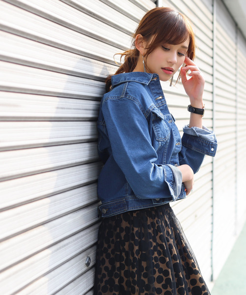 Fashion Letter（ファッションレター）の「スタンダードデニムジャケット（デニムジャケット・レディース・サックスブルー/インディゴブルー/ブルー・M/L）」の10枚目の写真