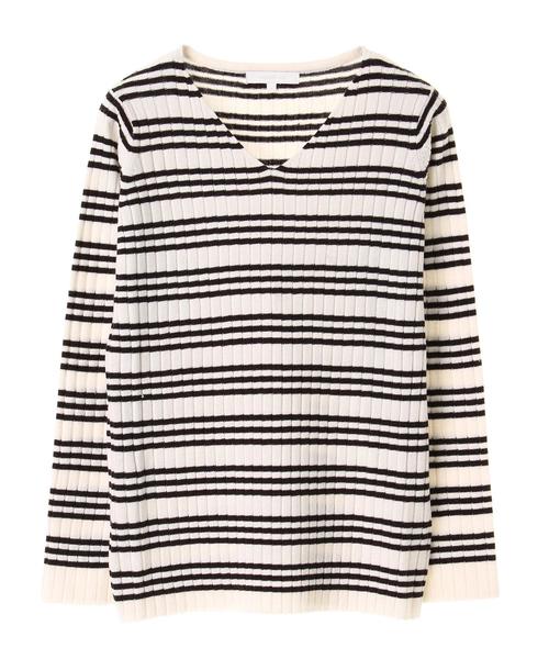 AMERICAN HOLIC（アメリカンホリック）の「・8col.Vネックリブプルオーバー（ニット/セーター・レディース・その他26/サックスブルー/その他24/カーキ/イエロー/杢グレー/オフホワイト/ネイビー・M/L）」の15枚目の写真