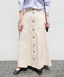 ビッグボタンギャバスカート◆