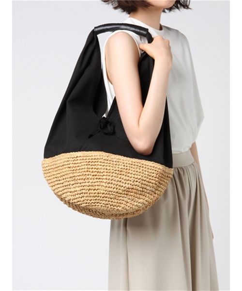 LAGUNAMOON（ラグナムーン）の「RusticラフィアBAG【WEB限定】（ハンドバッグ・レディース・ホワイト/ブラック・FREE）」の4枚目の写真