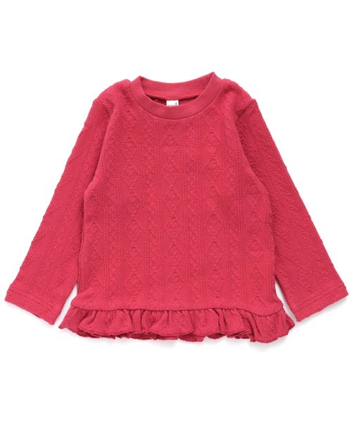 apres les cours(アプレレクール)の「裾フリルジャガードTシャツ(Tシャツ/カットソー・キッズ・グレー/オフホワイト/ピンク/マスタード・90/100/110/120/80/130/140)」の7枚目の写真