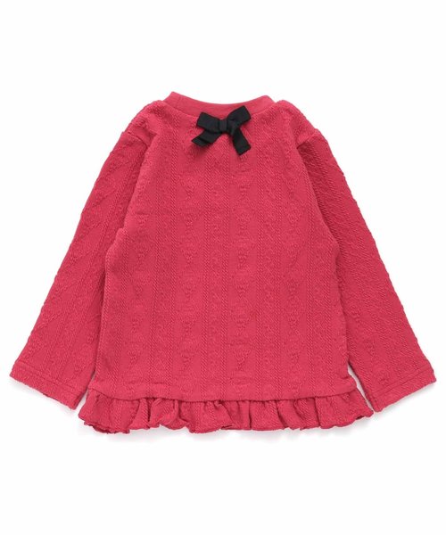 apres les cours(アプレレクール)の「裾フリルジャガードTシャツ(Tシャツ/カットソー・キッズ・グレー/オフホワイト/ピンク/マスタード・90/100/110/120/80/130/140)」の12枚目の写真