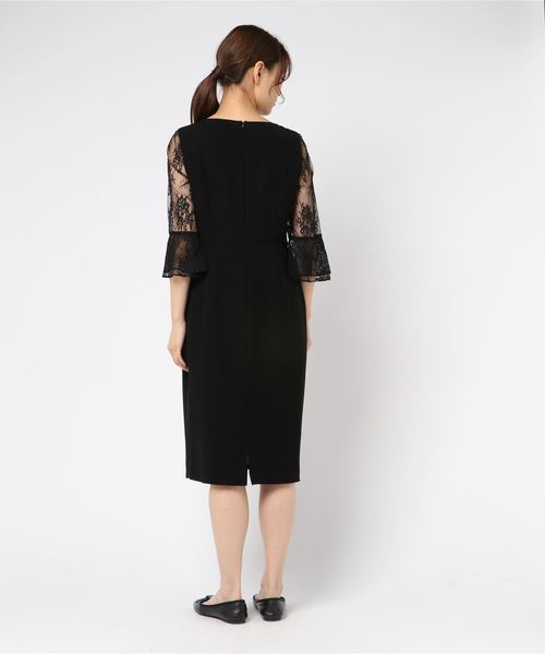 【美品)kaene カエン レースドレス 36 ワンピース 結婚式 ブラック kaene（カエン）の「オールレースメロウワンピース【WEB限定