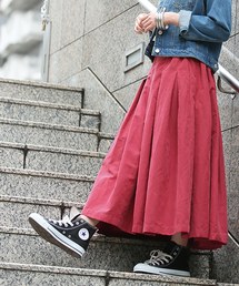 スエードタッチタックスカート