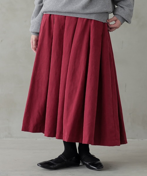 n'OrLABEL（ノアールレーベル）の「『スエードタッチタックスカート』（スカート・レディース・ブラック/ダークグリーン/ライトカーキ/キャメル/バーガンディー/ターメリック/モカ/ボルドー・FREE）」の22枚目の写真