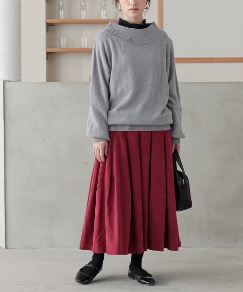 n'OrLABEL（ノアールレーベル）の「『スエードタッチタックスカート』（スカート・レディース・ブラック/ダークグリーン/ライトカーキ/キャメル/バーガンディー/ターメリック/モカ/ボルドー・FREE）」の21枚目の写真