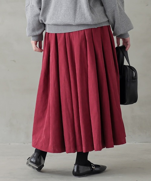 n'OrLABEL（ノアールレーベル）の「『スエードタッチタックスカート』（スカート・レディース・ブラック/ダークグリーン/ライトカーキ/キャメル/バーガンディー/ターメリック/モカ/ボルドー・FREE）」の20枚目の写真