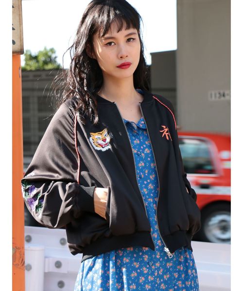 jouetie（ジュエティ）の「リバーシブルベトスカジャン（スカジャン・レディース・ブラック/アイボリー/グリーン・MEDIUM）」の6枚目の写真