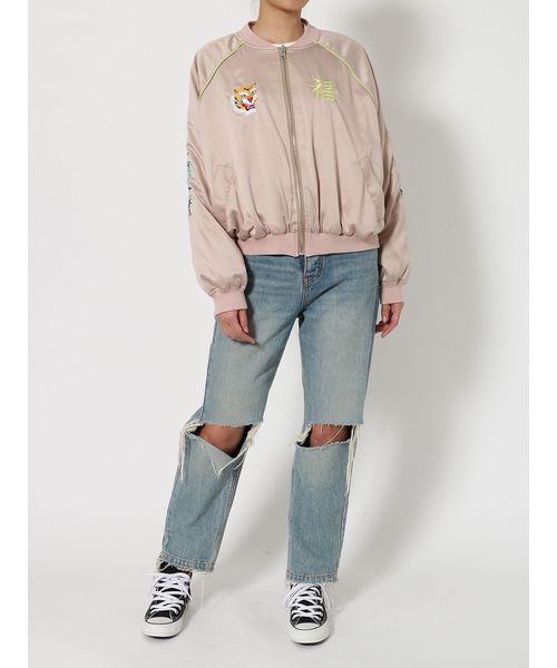 jouetie（ジュエティ）の「リバーシブルベトスカジャン（スカジャン・レディース・ブラック/アイボリー/グリーン・MEDIUM）」の13枚目の写真