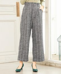 起毛ツイードチェック柄ハイウエストワイドパンツ＊レディース/ボトムス[M2349]神戸レタス