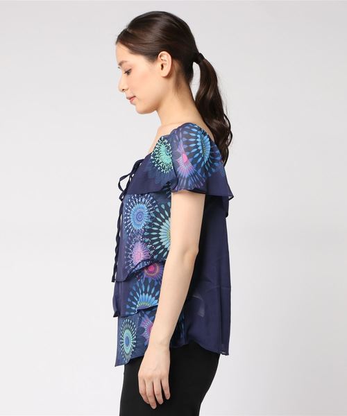 Desigual(デシグアル)の「ブラウス ショート袖(Tシャツ/カットソー・レディース・ブルー・2L/SS/S/M/L/3L)」の7枚目の写真