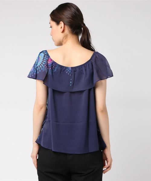 Desigual(デシグアル)の「ブラウス ショート袖(Tシャツ/カットソー・レディース・ブルー・2L/SS/S/M/L/3L)」の5枚目の写真