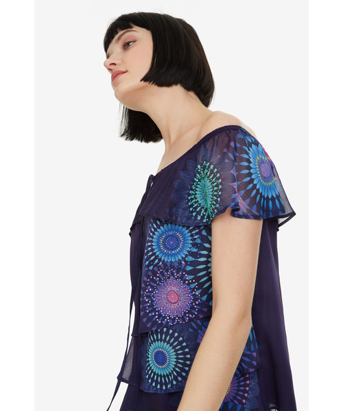Desigual(デシグアル)の「ブラウス ショート袖(Tシャツ/カットソー・レディース・ブルー・2L/SS/S/M/L/3L)」の3枚目の写真
