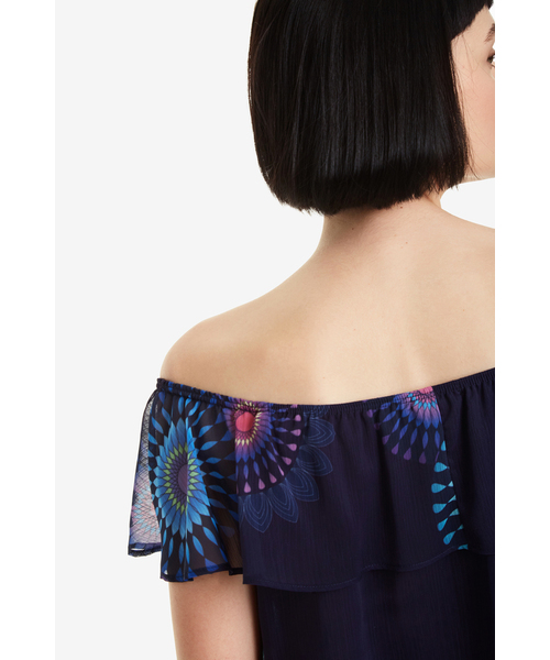 Desigual(デシグアル)の「ブラウス ショート袖(Tシャツ/カットソー・レディース・ブルー・2L/SS/S/M/L/3L)」の4枚目の写真