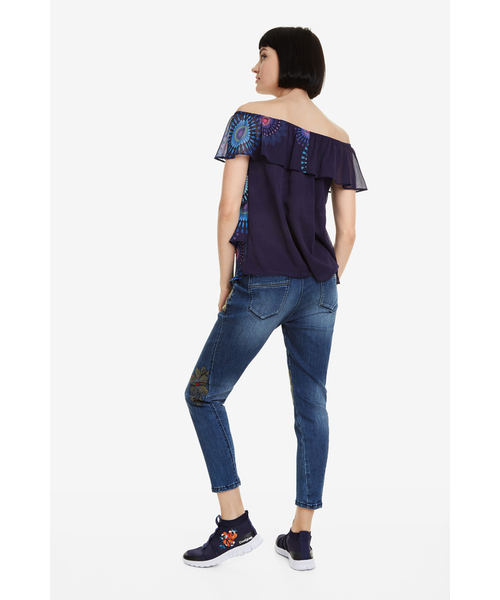 Desigual(デシグアル)の「ブラウス ショート袖(Tシャツ/カットソー・レディース・ブルー・2L/SS/S/M/L/3L)」の2枚目の写真
