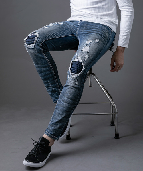 NEW GENTLEMAN（ニュージェントルマン）の「AUGUSTA DENIM PANTS(オーガスタ デニム パンツ)スキニー デニム パンツ（デニムパンツ・メンズ・サックスブルー/インディゴブルー/ブルー/ブルー系その他/ロイヤルブルー/ブルー系その他2/ブルー系その他3/ターコイズブルー/ブラック/ネイビー/ブルー系その他4・1/S/2/M/3/L）」の3枚目の写真