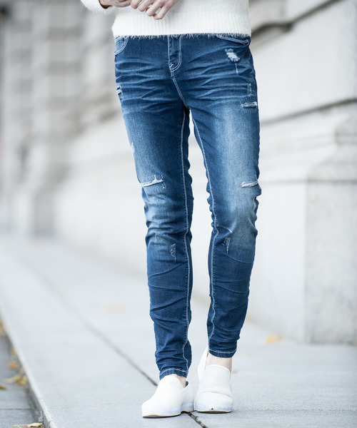 NEW GENTLEMAN（ニュージェントルマン）の「AUGUSTA DENIM PANTS(オーガスタ デニム パンツ)スキニー デニム パンツ（デニムパンツ・メンズ・サックスブルー/インディゴブルー/ブルー/ブルー系その他/ロイヤルブルー/ブルー系その他2/ブルー系その他3/ターコイズブルー/ブラック/ネイビー/ブルー系その他4・1/S/2/M/3/L）」の6枚目の写真