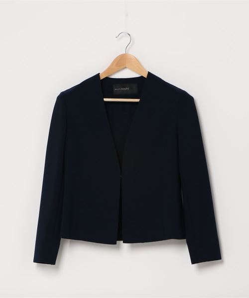 NOLLEY’S Sophi(ノーリーズソフィ)の「ニットジョーゼットジャケット(テーラードジャケット・レディース・ベージュ系その他2/ネイビー/インディゴブルー・36/38/40)」の3枚目の写真