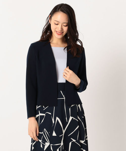 NOLLEY’S Sophi(ノーリーズソフィ)の「ニットジョーゼットジャケット(テーラードジャケット・レディース・ベージュ系その他2/ネイビー/インディゴブルー・36/38/40)」の1枚目の写真