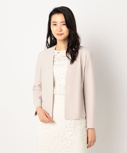 NOLLEY’S Sophi(ノーリーズソフィ)の「ニットジョーゼットジャケット(テーラードジャケット・レディース・ベージュ系その他2/ネイビー/インディゴブルー・36/38/40)」の2枚目の写真