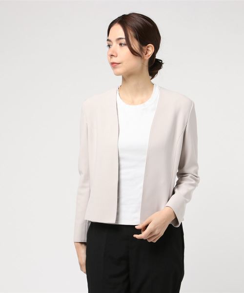 NOLLEY’S Sophi(ノーリーズソフィ)の「ニットジョーゼットジャケット(テーラードジャケット・レディース・ベージュ系その他2/ネイビー/インディゴブルー・36/38/40)」の5枚目の写真