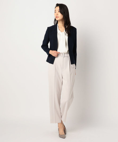 NOLLEY’S Sophi(ノーリーズソフィ)の「ニットジョーゼットジャケット(テーラードジャケット・レディース・ベージュ系その他2/ネイビー/インディゴブルー・36/38/40)」の6枚目の写真
