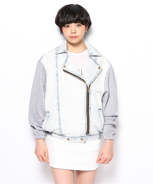 WEGO(ウィゴー)の「WEGO/デニムBIGライダースジャケット(ライダースジャケット・レディース・ダークインディゴブルー/ライトインディゴブルー・FREE)」の3枚目の写真